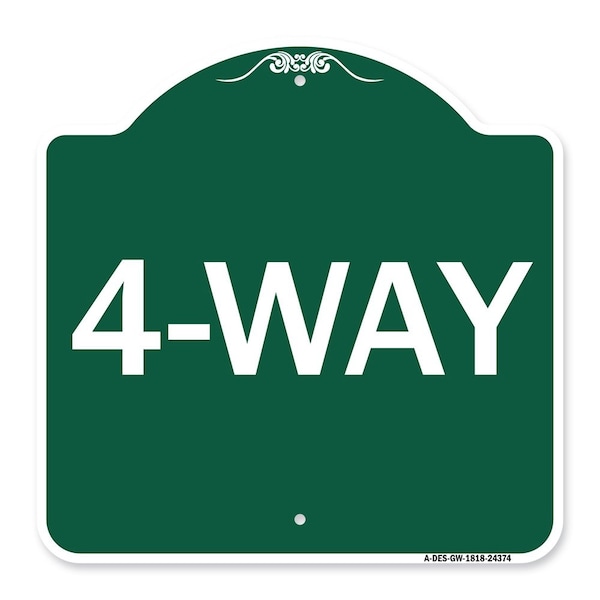 Signmission Designer Series Sign-4-Way, Green & White Aluminum Architectural Sign, 18" x 18", GW-1818-24374 A-DES-GW-1818-24374 - main